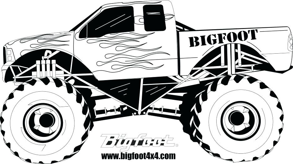 936x526 Grave Digger Coloring Pages - Monster Truck Sketch