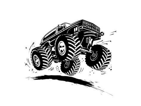 473x355 Cartoon Monster Truck Posters By Mechanik - Monster Truck Sketch