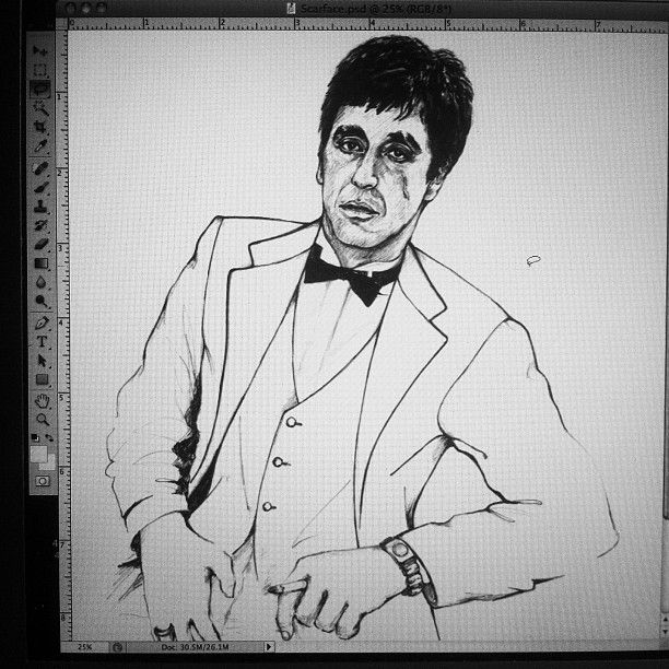612x612 Scarface Al Pacino. Tony Montana Sketch By Myrtle Quillamor - Montana Sketch