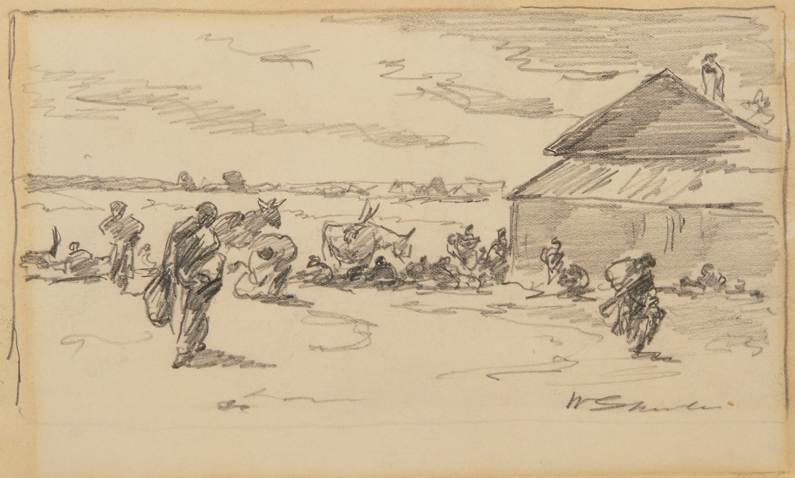 2560x1541 Sketch On Indian Reservation, Montana, Walter Shirlaw Mia - Montana Sketch