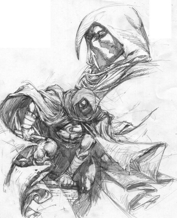 600x739 Moon Knight Sketch Mico Suayan Sketches Of Comic Books - Moon Knight Sketch