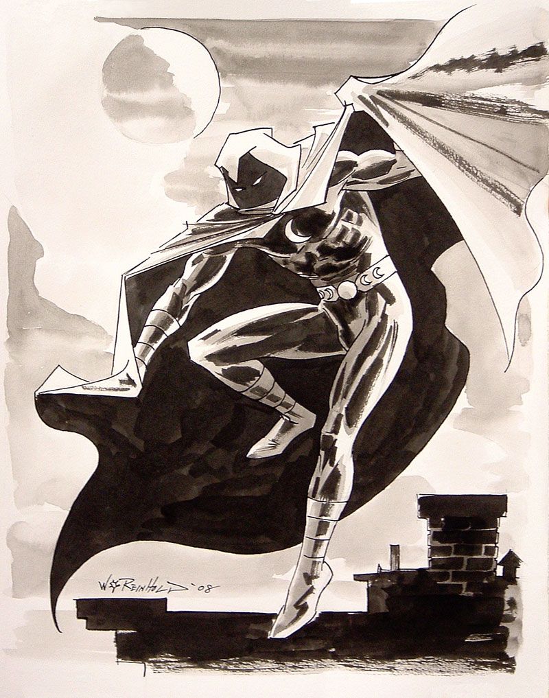 800x1017 Moon Knight Sketch By Bill Reinhold Blurred Lines - Moon Knight Sketch
