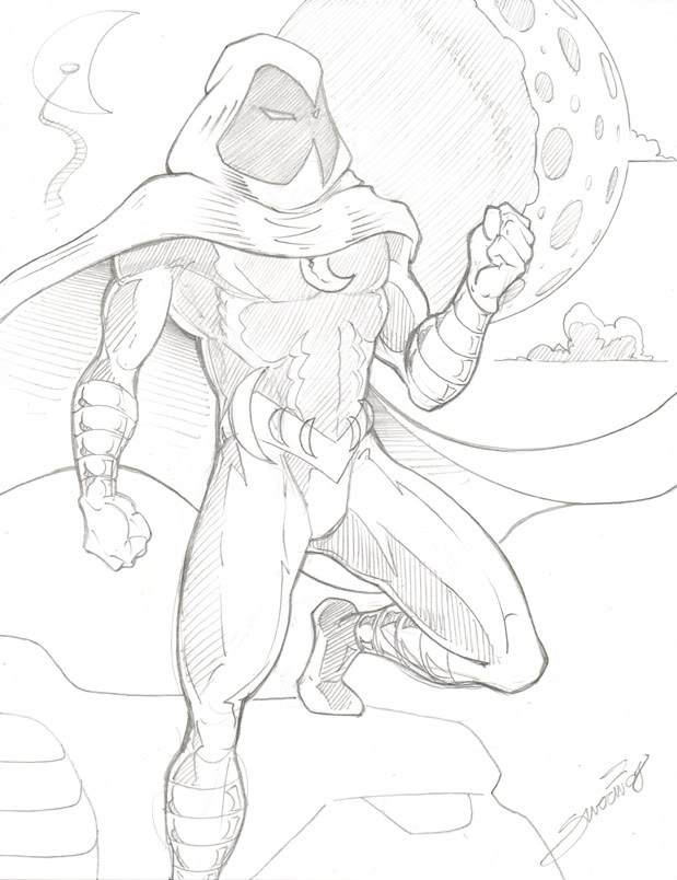 619x804 Dennis M. Sweatt Comic Book Creations And Design! Moon Knight Sketch - Moon Knight Sketch