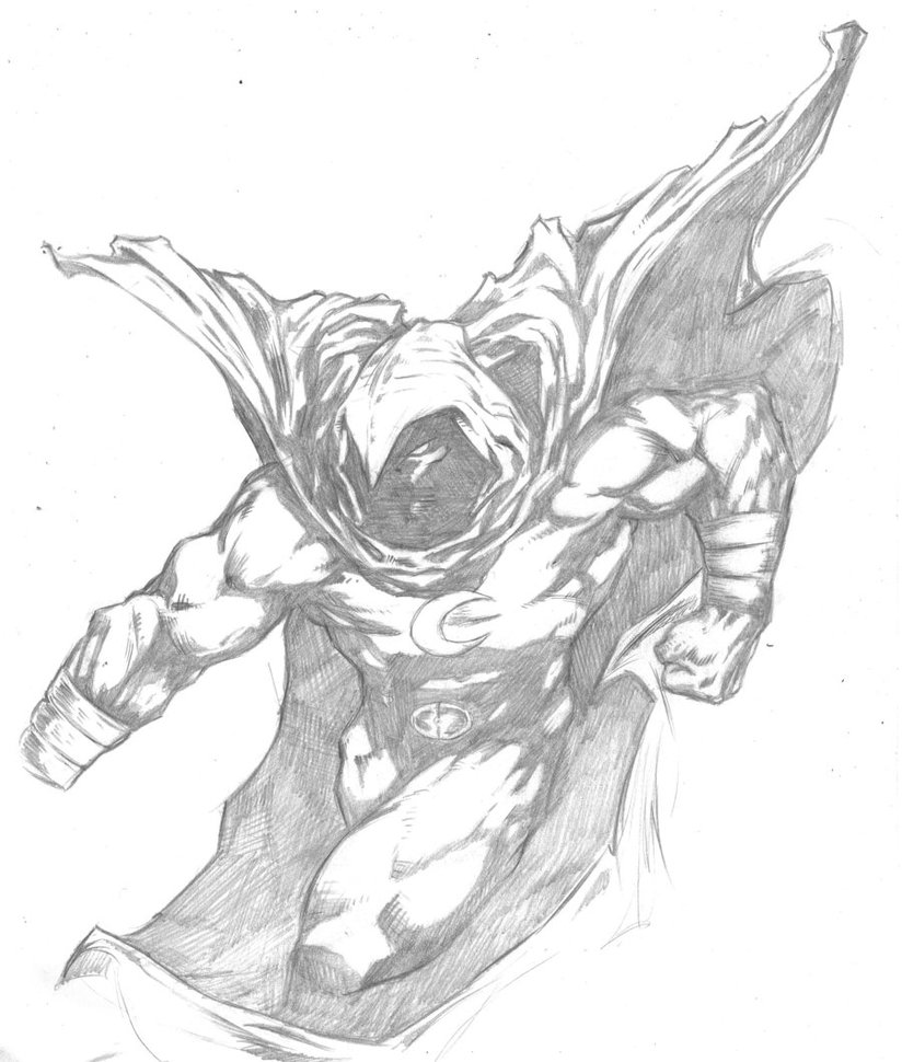 824x970 Moon Knight Sketch1 By Komus - Moon Knight Sketch