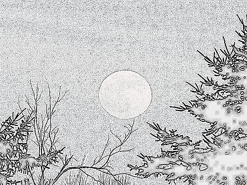 500x375 January 10th, 2009 Full Moon On The Rise Pencil Sketch - Moon Pencil Sketch