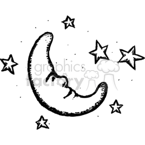300x300 Royalty Free Moon Sketch 374409 Vector Clip Art Image - Moon Sketch