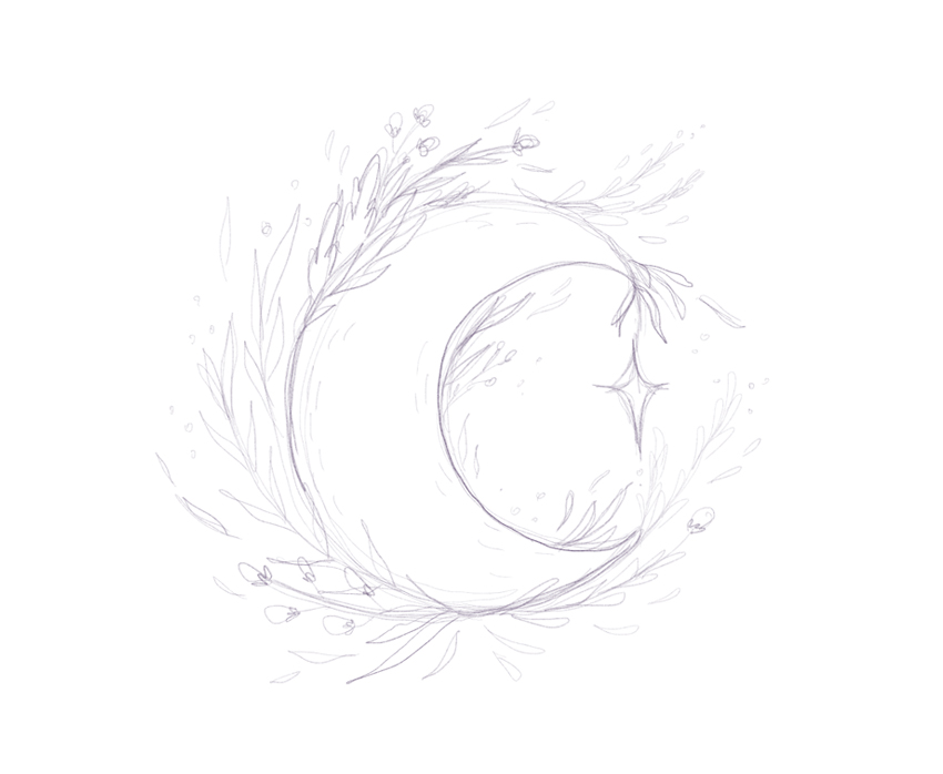 850x698 How To Draw A Mystic Moon Illustration In Procreate On Ipad - Moon Sketch Images