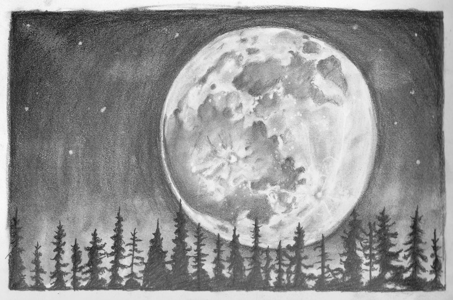 900x597 Moon Sketch By Eldon14 - Moon Sketch Images