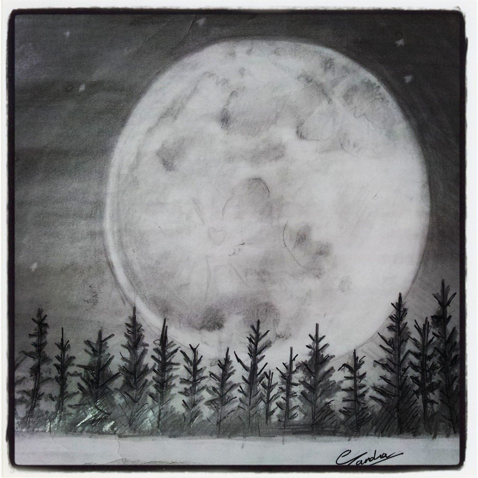 1536x1536 Full Moon Sketch Art With Pencils ! Moon Sketches - Moon Sketch Images