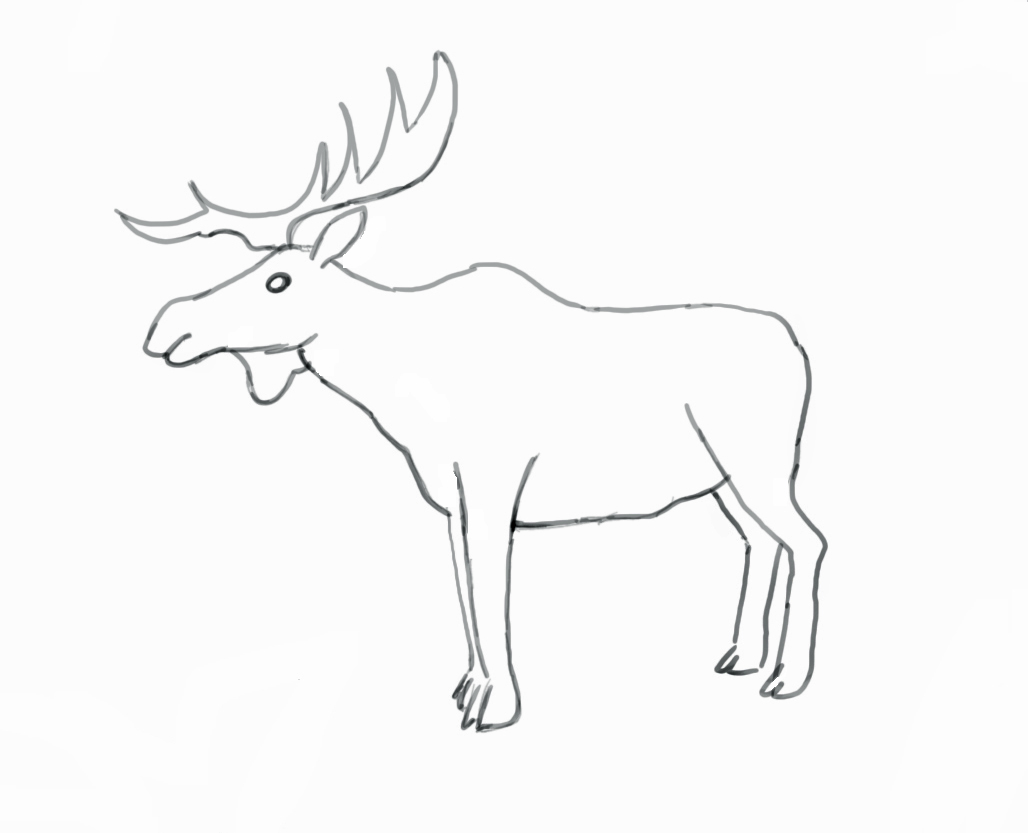 1028x833 How To Draw A Moose - Moose Head Sketch