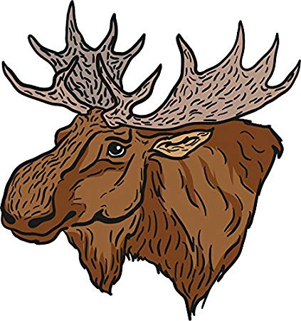 423x450 Moose Head Sketch Home Decal Vinyl Sticker 12' X 13 - Moose Head Sketch