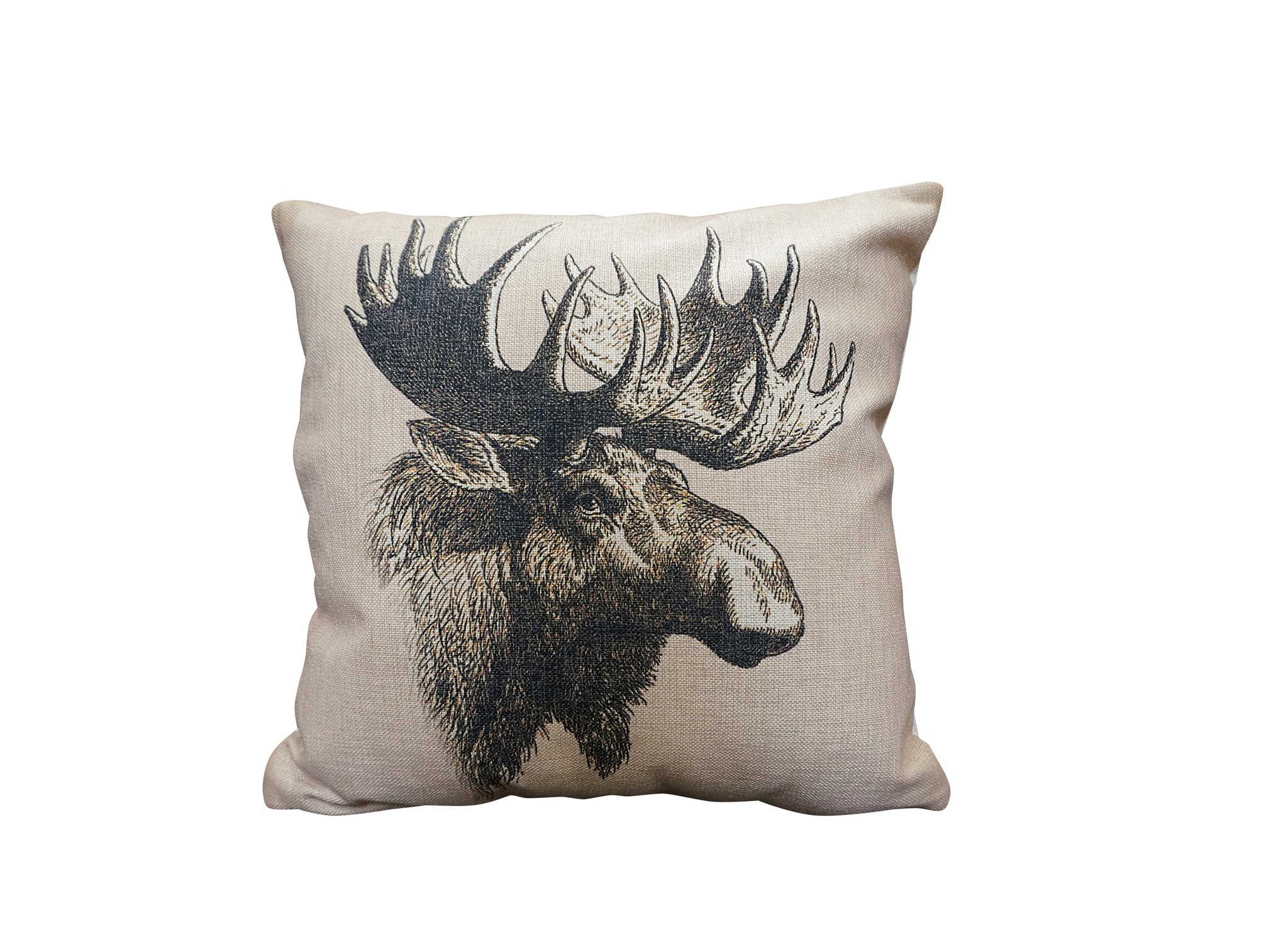 2048x1489 Vintage Moose Sketch Vintage Look Burlap Pillow - Moose Sketch