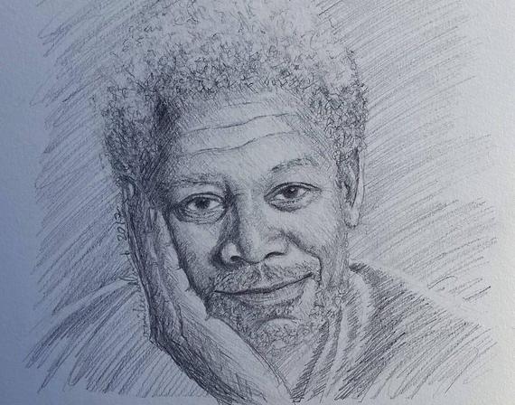 570x448 Morgan Freeman Sketch Etsy - Morgan Freeman Sketch