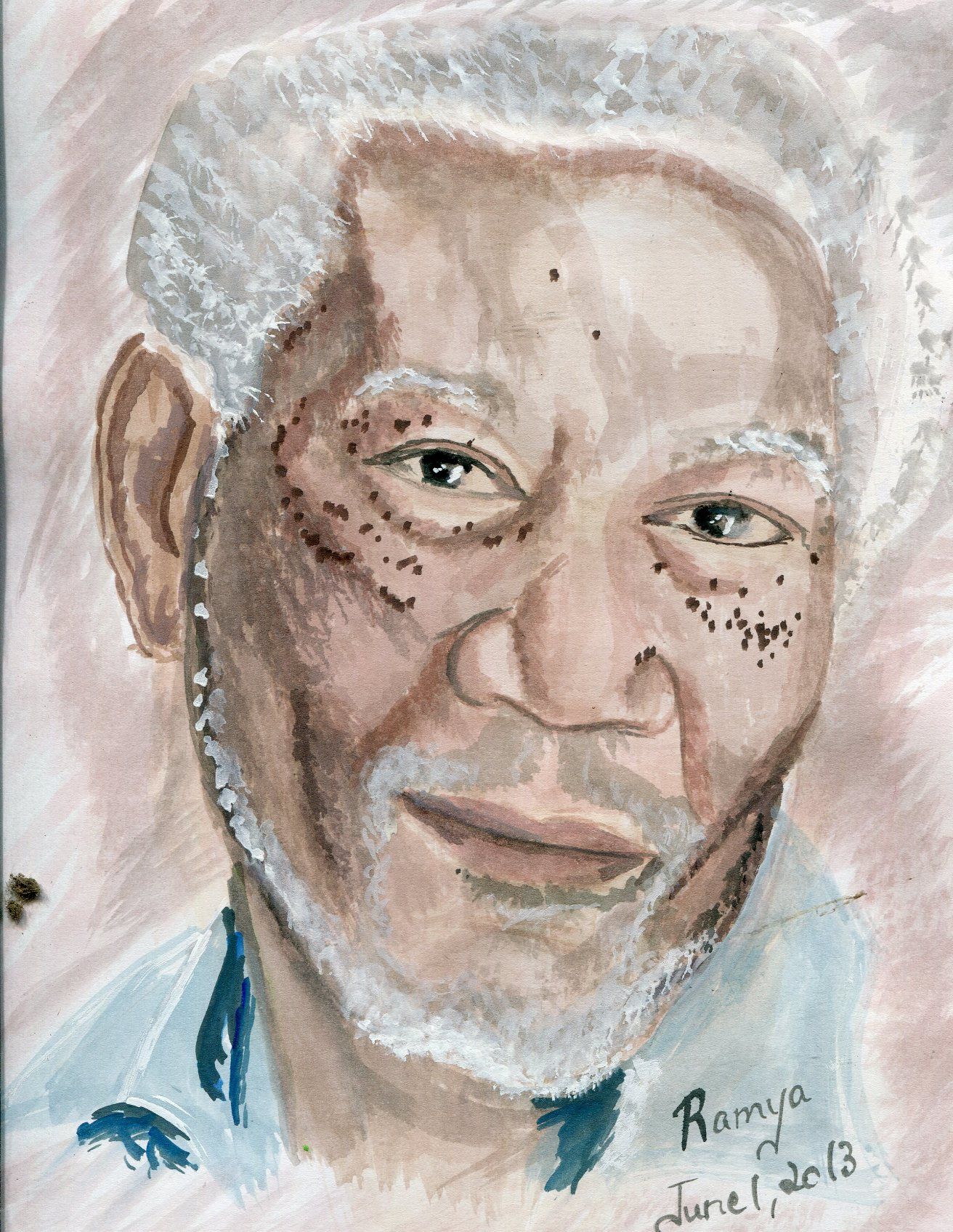 1312x1695 Water Color Sketch Of The Dollar Fame Morgan - Morgan Freeman Sketch