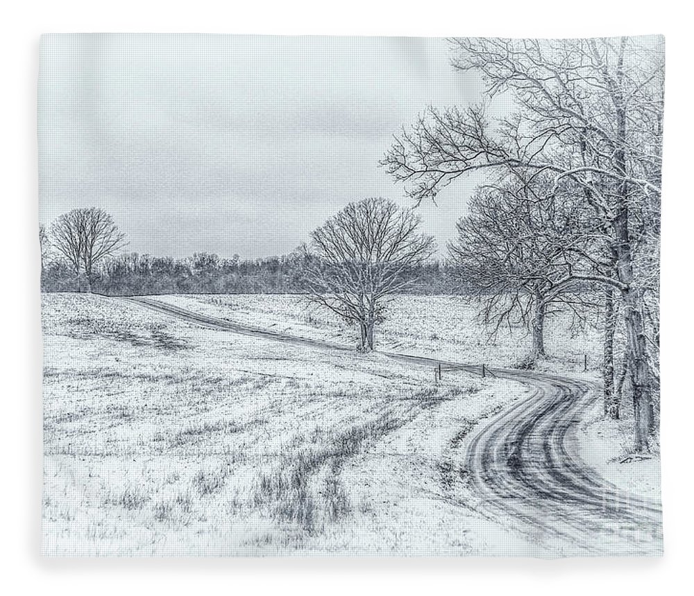 1000x860 Cold Winter Morning Sketch Fleece Blanket For Sale By Randy Steele - Morning Sketch