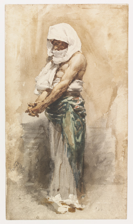 455x768 Study Of A Moroccan Man With A Green Wrap Fortuny Y Marsal - Moroccan Sketch