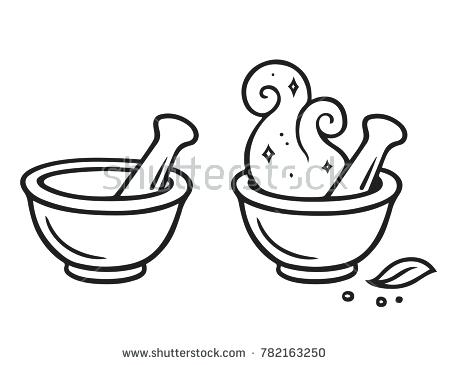 450x365 Mortar Coloring Plant Leaf With And Pestle Vintage Sketch Engraved - Mortar And Pestle Sketch