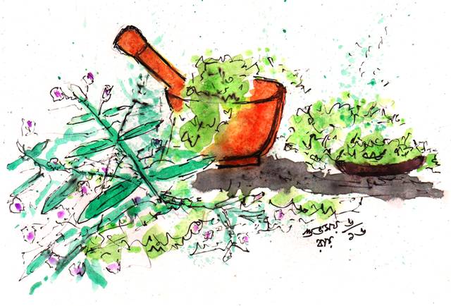 640x434 Mortar And Pestle Sketch Letterset - Mortar And Pestle Sketch