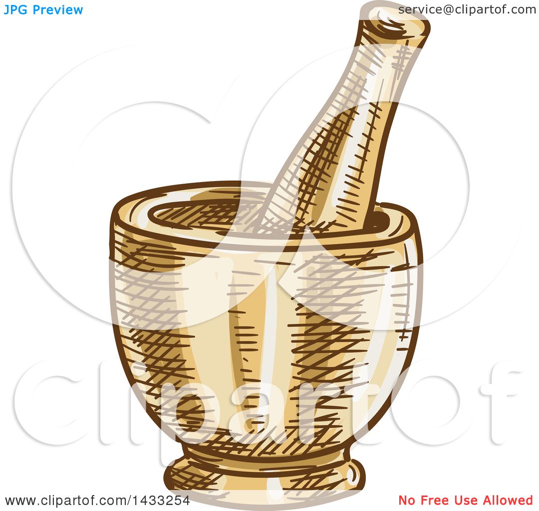1080x1024 Clipart Of A Sketched Mortar And Pestle - Mortar And Pestle Sketch
