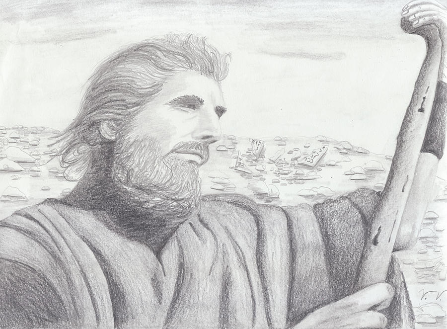 900x662 Moses Drawing By M Valeriano - Moses Sketch