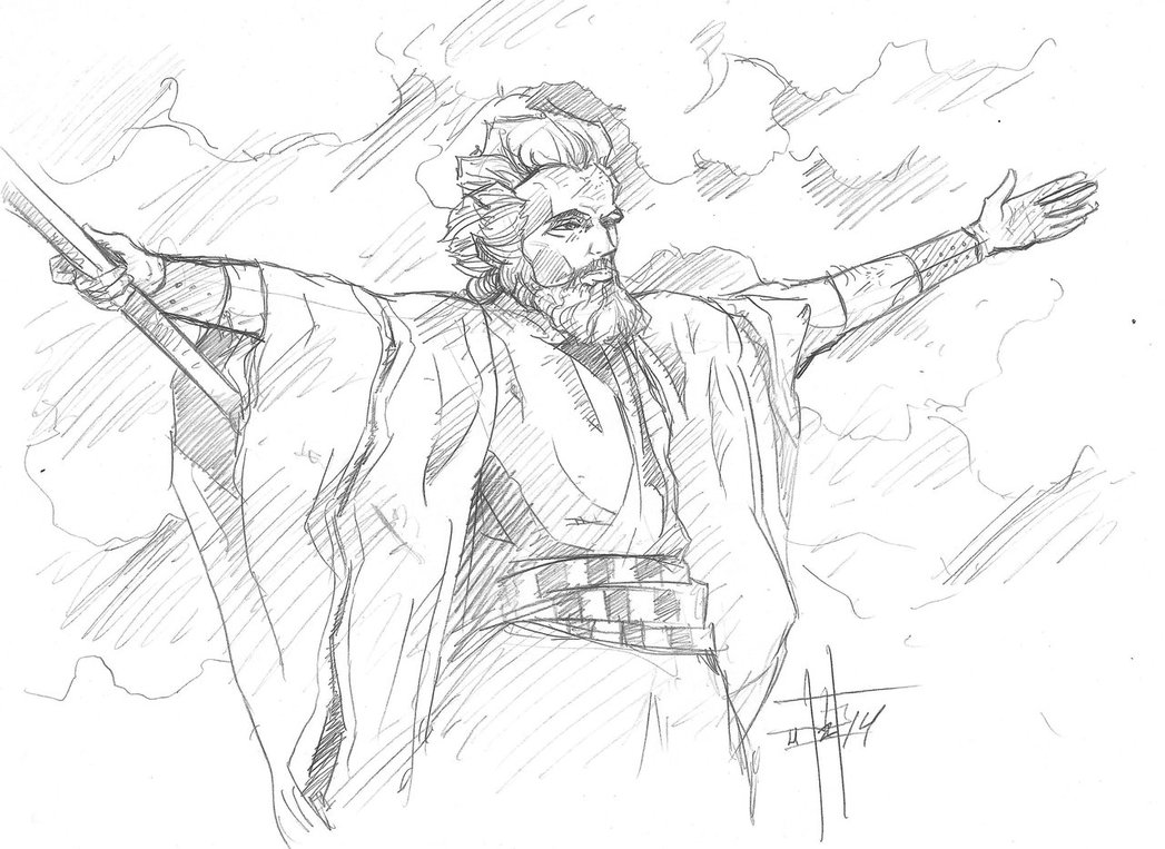 1047x763 Moses Sketch (The Ten Commanments) By Artinscott - Moses Sketch