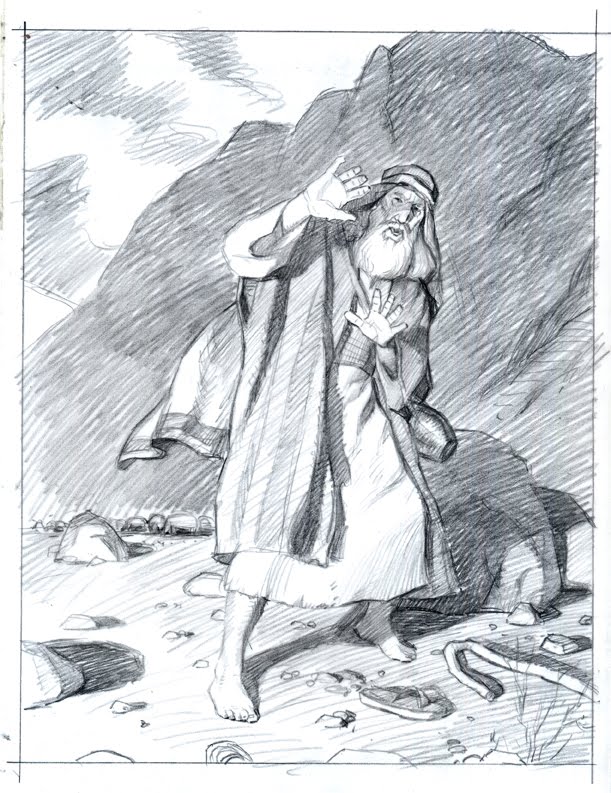 611x793 Moses And The Burning Bush On Being Frank - Moses Sketch