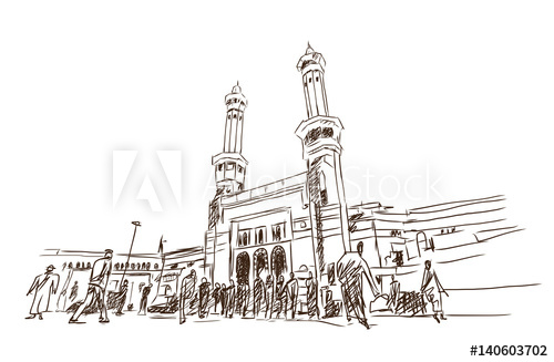 500x327 Mosque Sketch - Mosque Sketch
