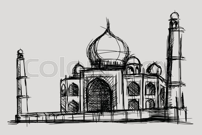 800x533 Taj Mahal Sketch Drawing Illustration, Monument And Tourism - Mosque Sketch