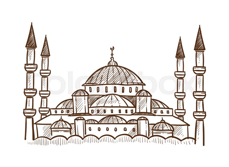 800x582 Turkey Mosque Architecture Monochrome Sketch Outline. Cultural And - Mosque Sketch
