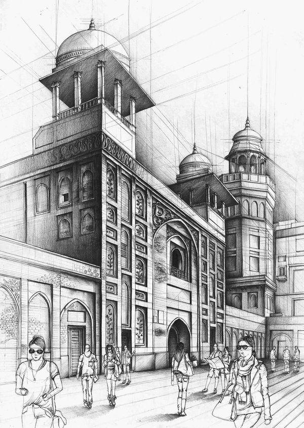 600x845 Wazir Khan Mosque By Kosa666 Perspektiva - Mosque Sketch