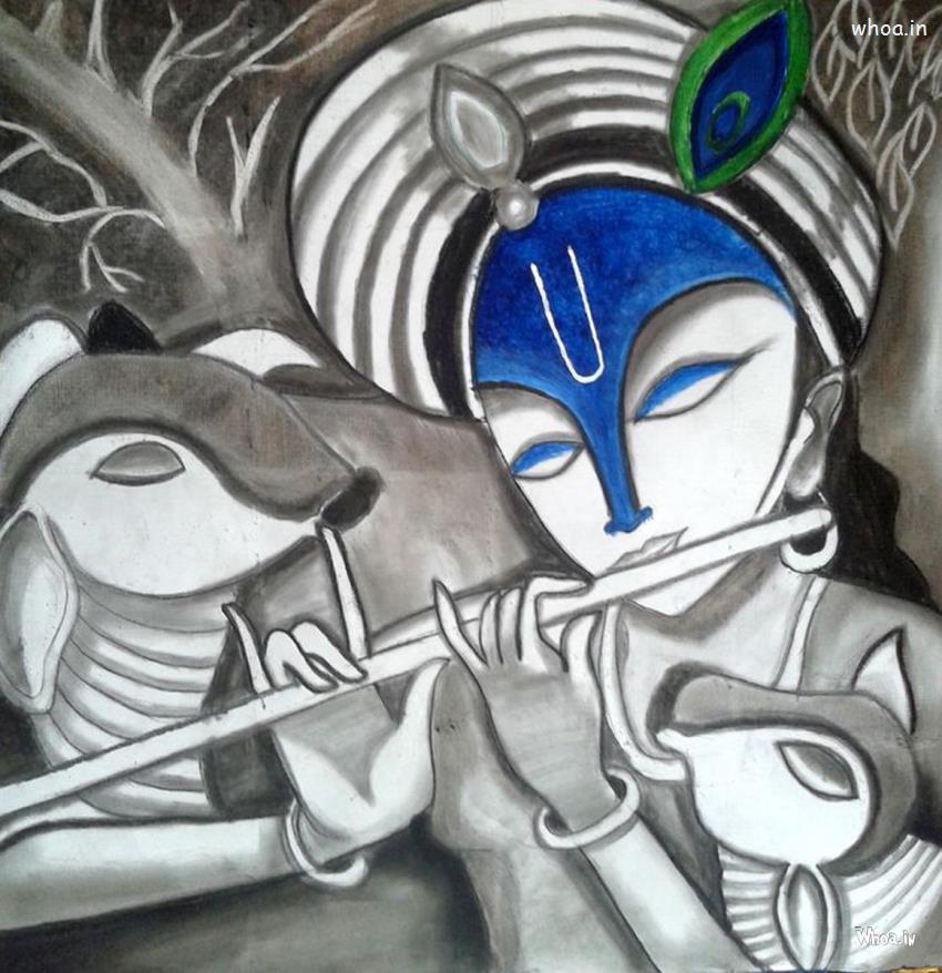 850x878 Most Beautiful Sketch, Painting And Art Of Shree Krishna - Most Sketch