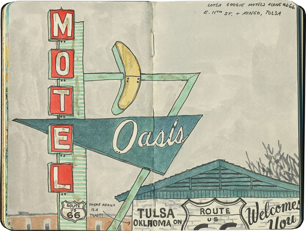 1024x774 Great Googie Moogly Drawn The Road Again - Motel Sketch