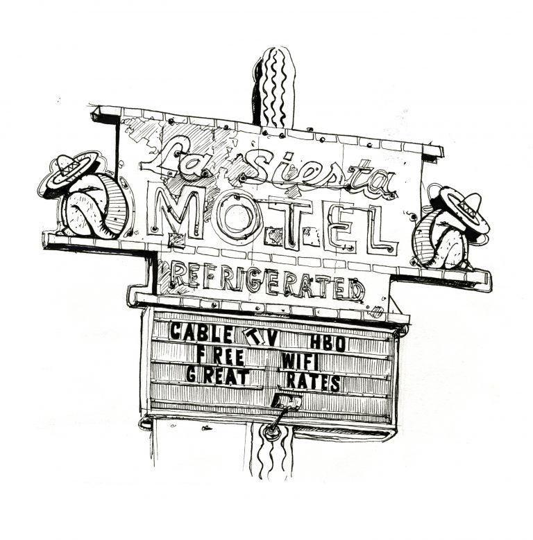 768x779 Christmas Night Motel - Motel Sketch