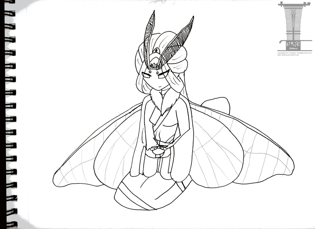 1024x744 Sketch Moth Lady3 By Mahasu - Moth Sketch