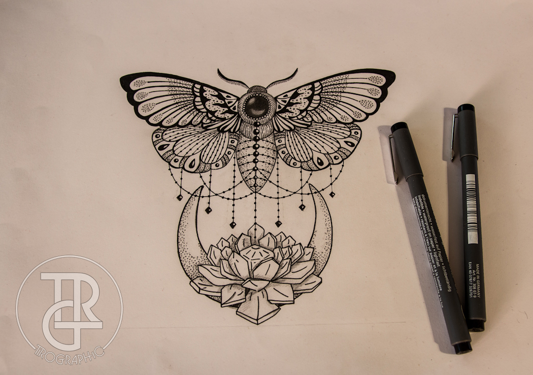 1050x739 Pen Sketch Tirographic - Moth Sketch