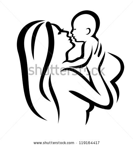428x470 Mother And Baby Clipart Her Child Drawing - Mother And Baby Pencil Sketch