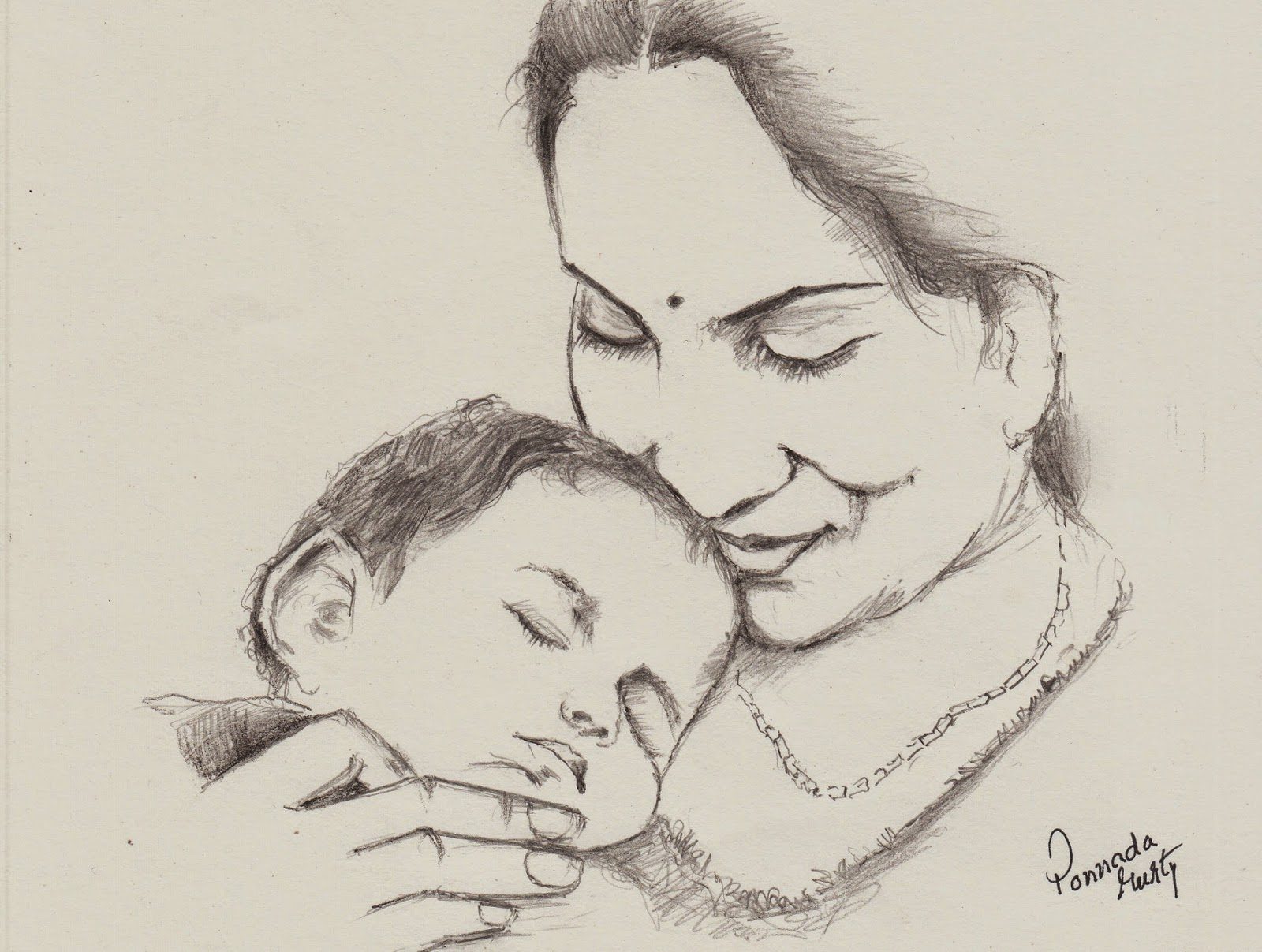Mother And Baby Pencil Sketch at Explore