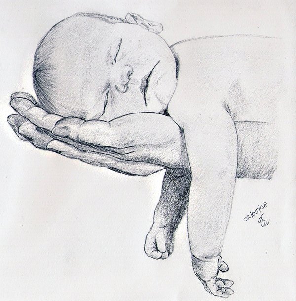 600x610 Pictures Baby And Mother Pencil Drawing, - Mother And Baby Pencil Sketch