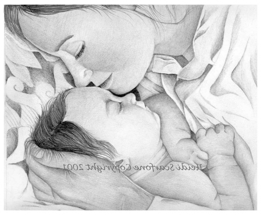 1024x845 Drawing Of Pencil Sketch Drawing Of Pencil Sketches Mother Baby - Mother And Baby Pencil Sketch