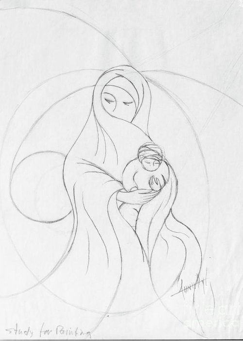 500x700 Muslim Mother And Child - Mother And Child Sketch