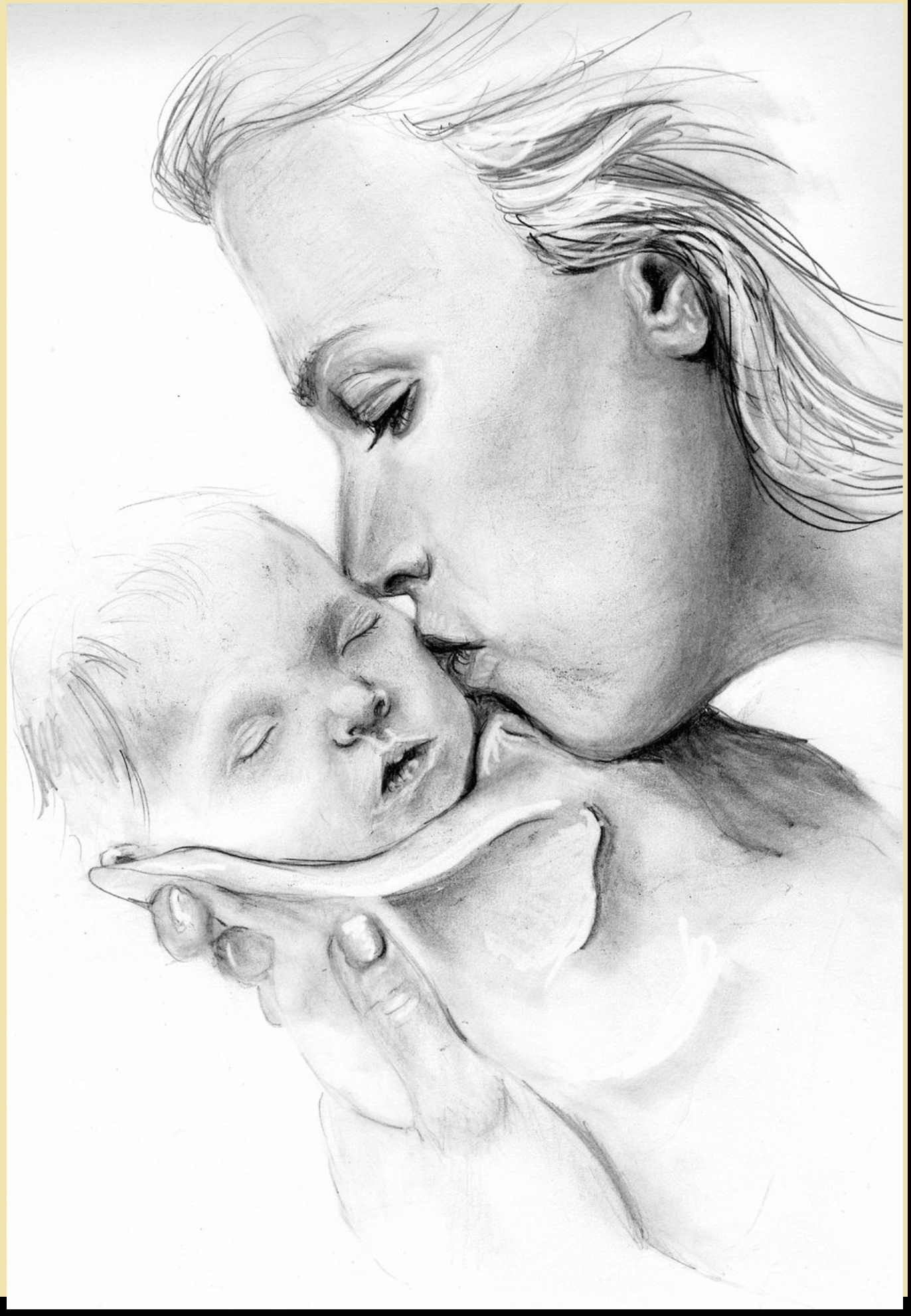Mother And Child Sketch at PaintingValley.com | Explore collection of