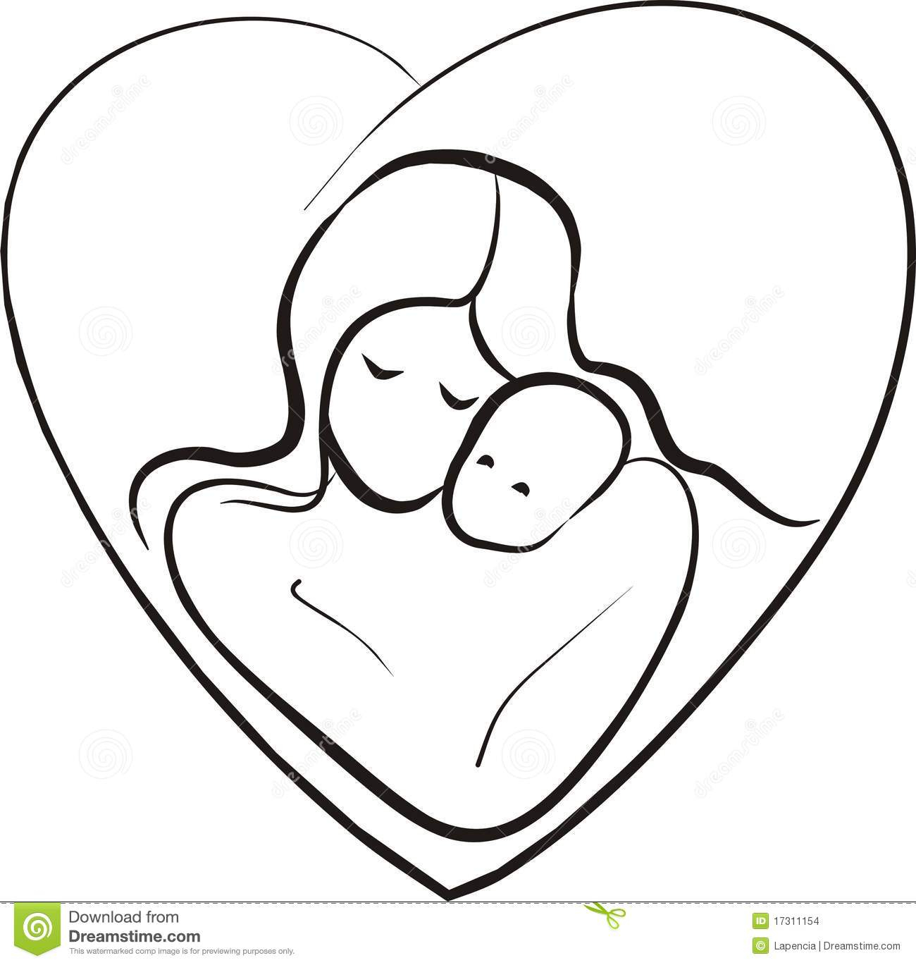 1300x1369 Mother Baby Sketch Mother And Child Sketch Stock Vector - Mother Baby Sketch