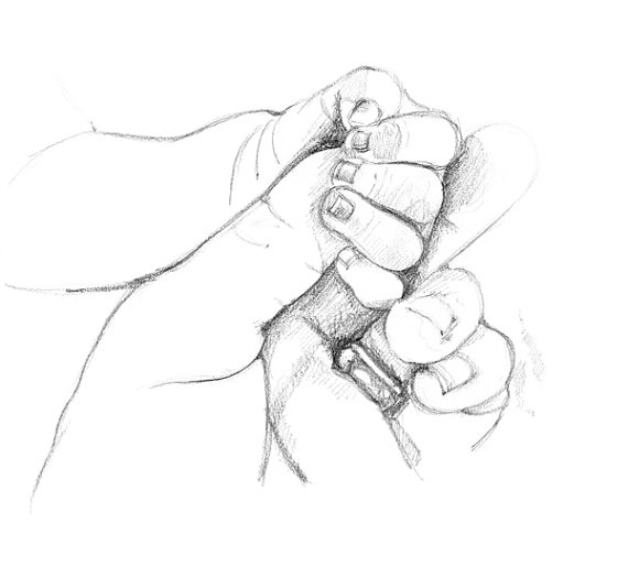 570x515 Drawn Baby Mother Baby - Mother Baby Sketch