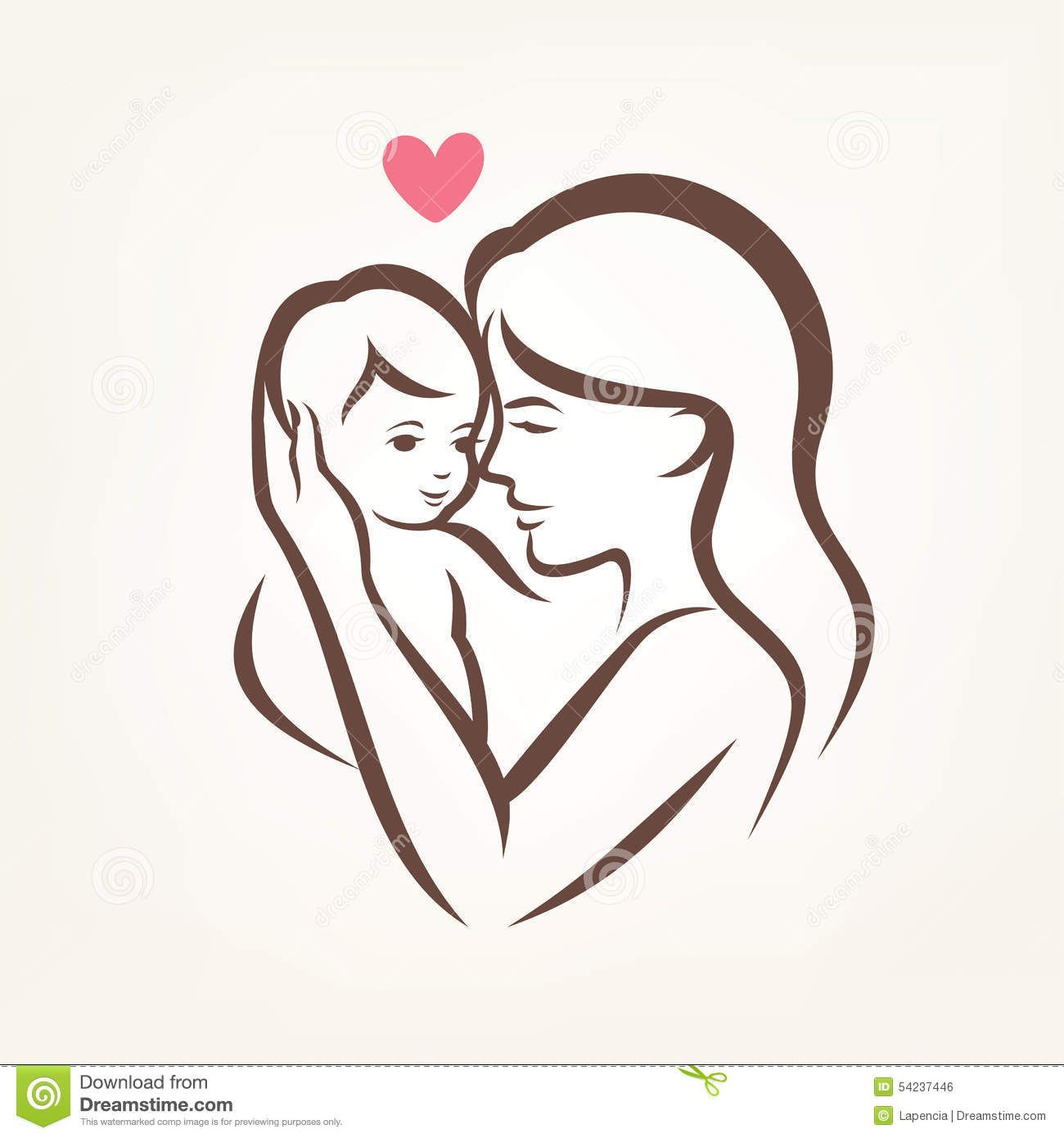 1300x1390 Mom And Baby Sketch - Mother Baby Sketch