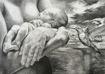 350x246 Artfido Buy Art Online Giclee Print Love Mother Child Baby - Mother Child Sketch