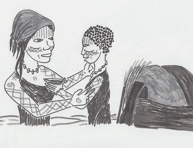 650x500 Mother Daughter Ochre - Mother Daughter Sketch