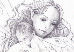 300x210 Pencil Sketches Of Mother And Daughter Mother Daughter Pencil Art - Mother Daughter Sketch