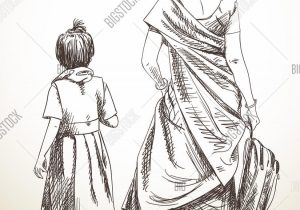 300x210 Sketch Of Mother And Daughter - Mother Daughter Sketch
