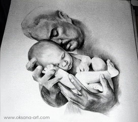 544x480 Father Son - Mother Father And Baby Sketch