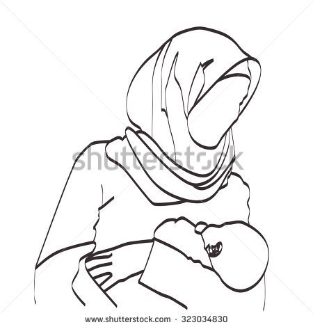 450x470 Mother Clipart Islamic ~ Frames ~ Illustrations ~ Hd Images - Mother Father And Baby Sketch
